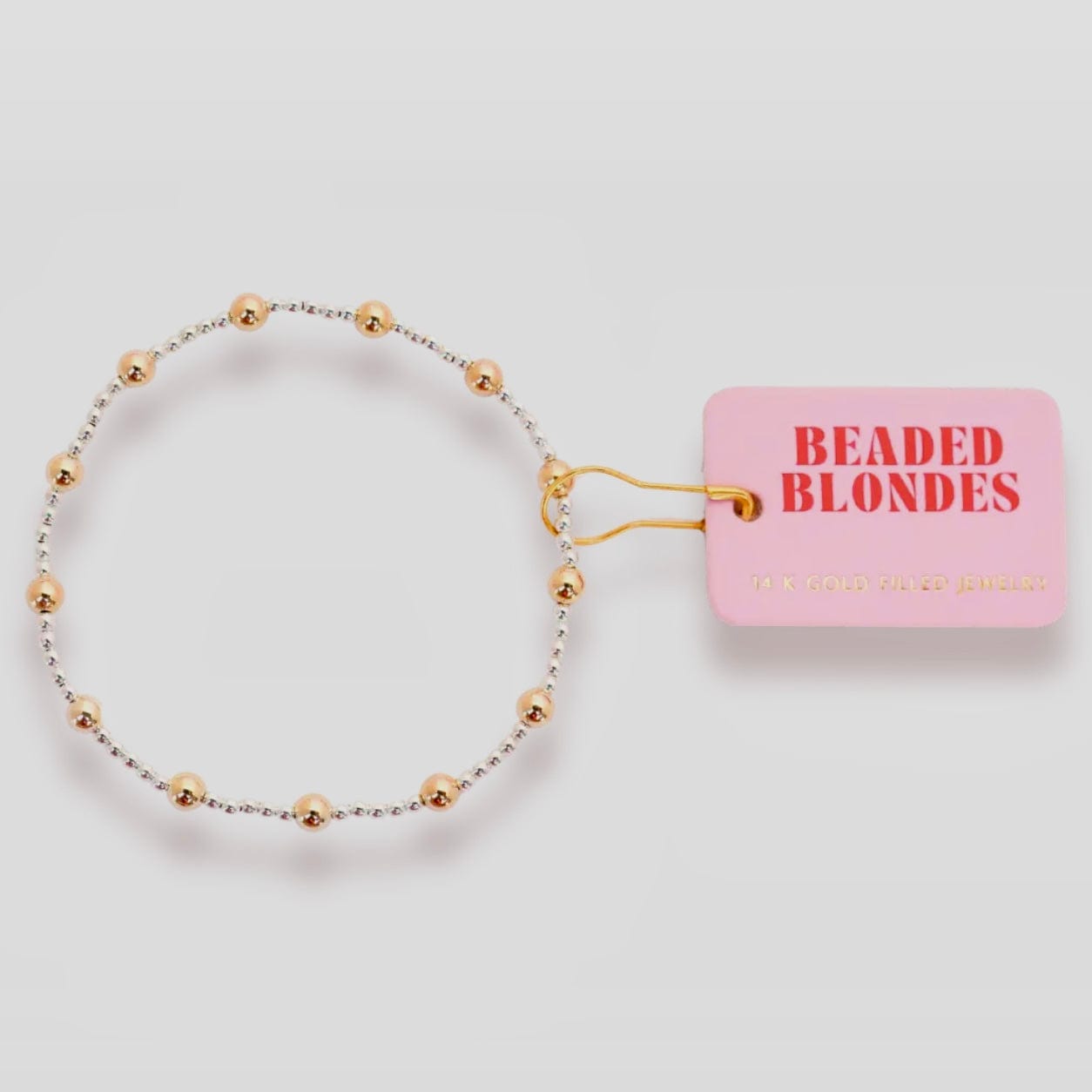 June Bracelet in Silver with Gold Beaded Bracelet: Standard 6.75 inch Beaded Blondes