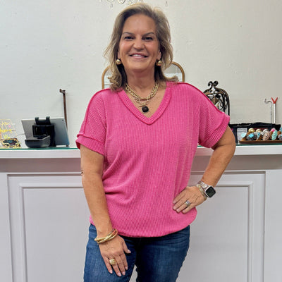 Just As Comfy Top - Pink Shabby Chic Boutique and Tanning Salon