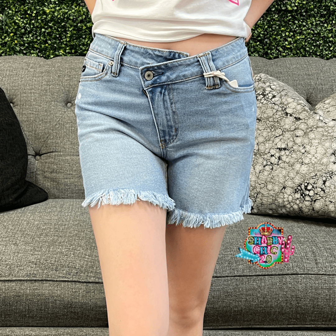 Kancan High Rise Crossover Shorts Shabby Chic Boutique and Tanning Salon