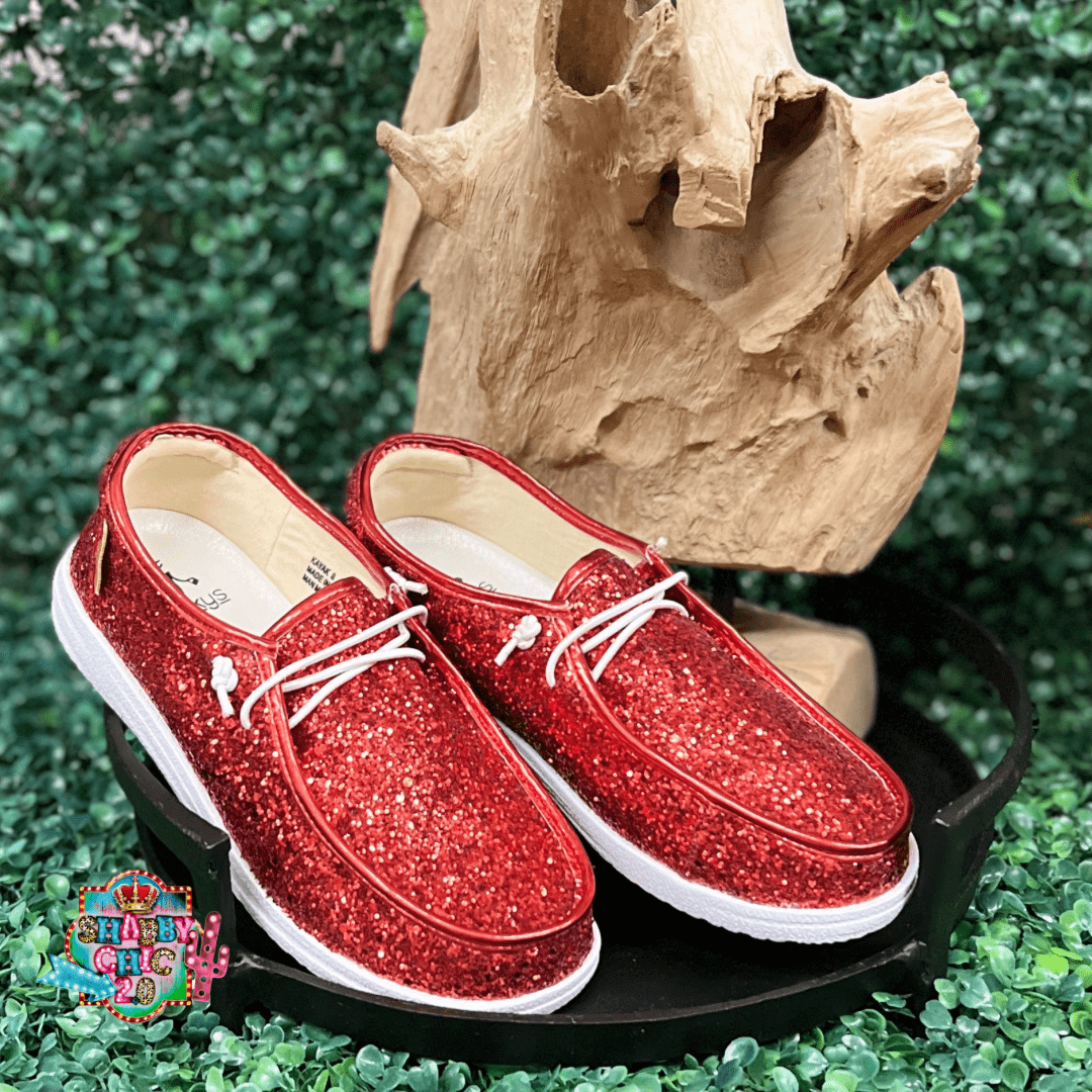 Kayak Red Glitter Shoes – Shabby Chic Boutique and Tanning Salon