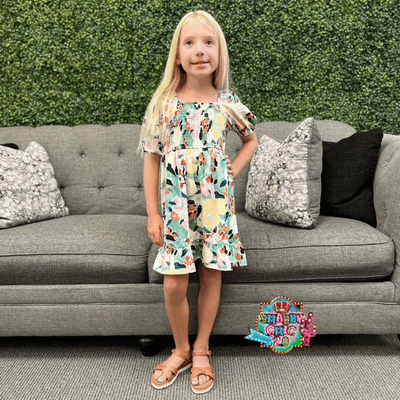 Kids Floral Print Dress Shabby Chic Boutique and Tanning Salon