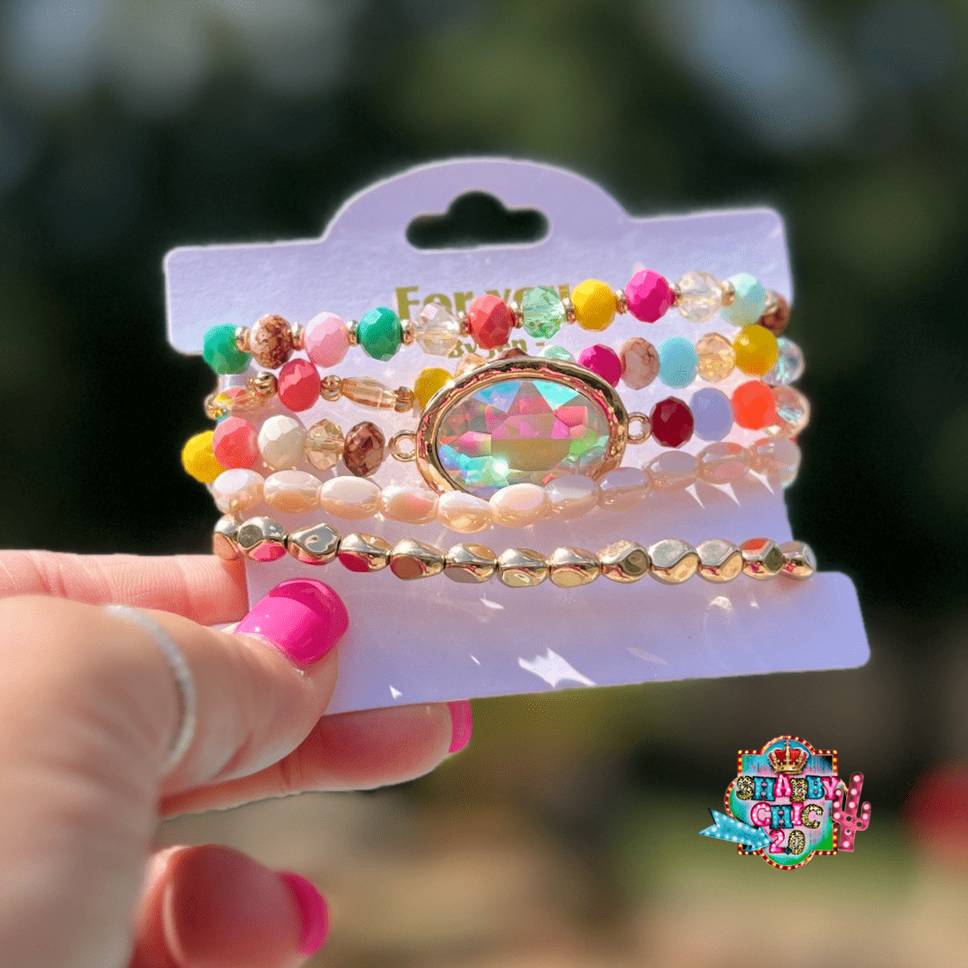 Large AB Stone Bracelet Set Shabby Chic Boutique and Tanning Salon