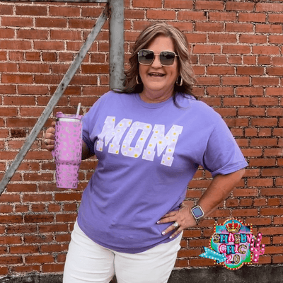 Lavendar Flower Mom Tee Shabby Chic Boutique and Tanning Salon