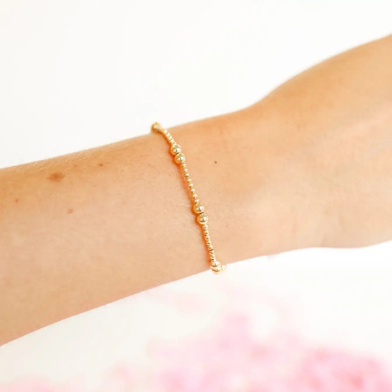 Leah Bracelet in Gold: Extended 7.25 inch Beaded Blondes
