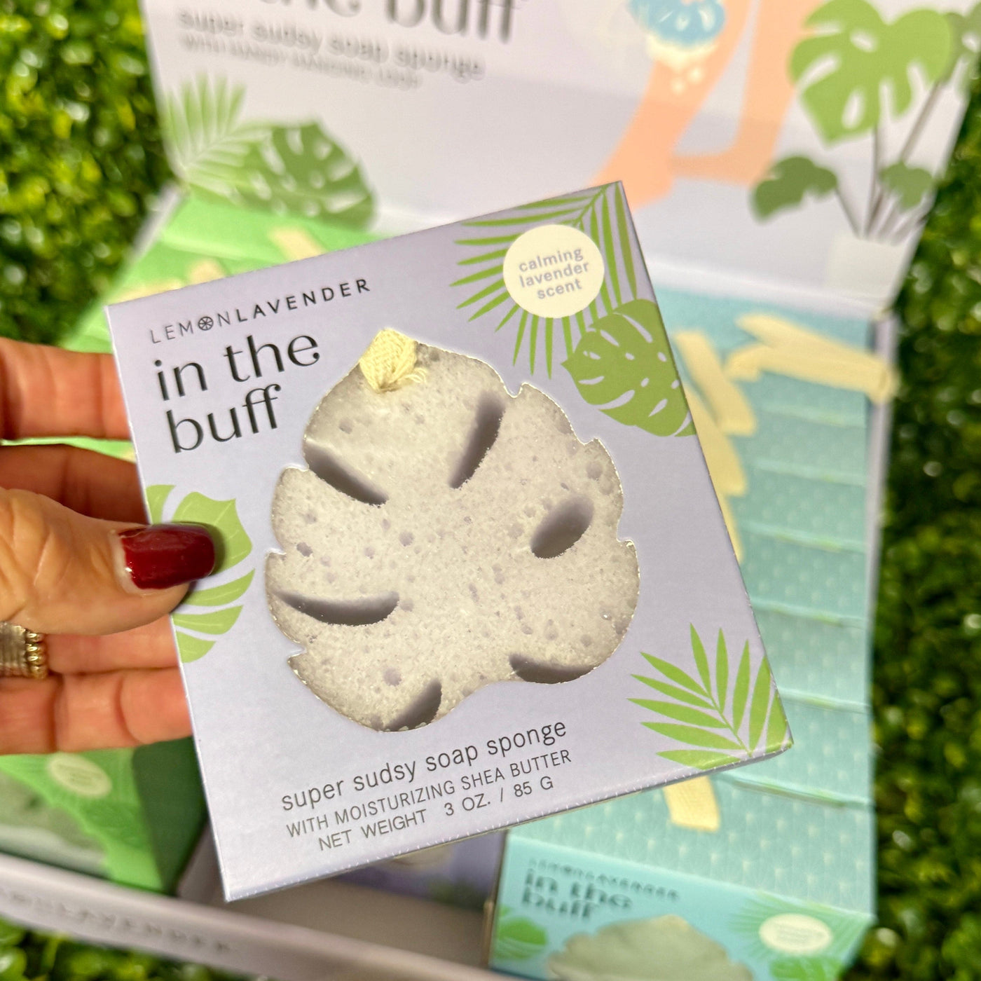 Lemon Lavender® In The Buff Super Sudsy Soap Sponge Shabby Chic Boutique and Tanning Salon Purple