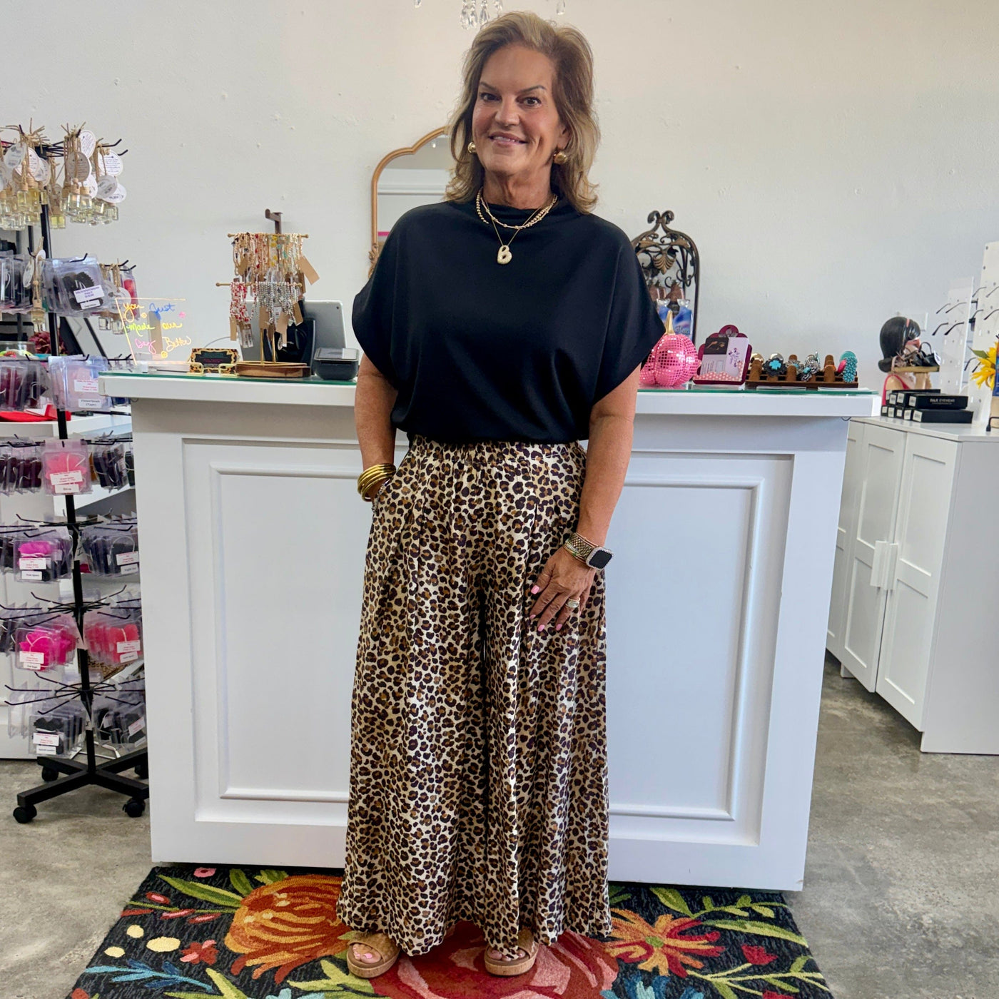 Leopard Palazzo Pants Shabby Chic Boutique and Tanning Salon