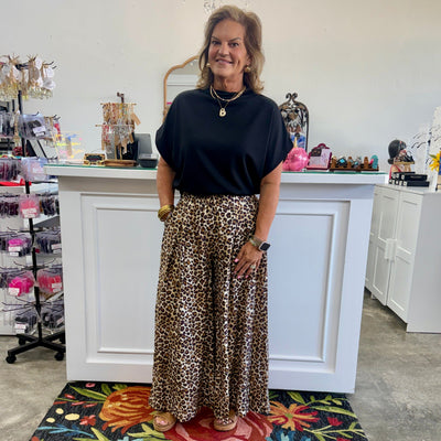 Leopard Palazzo Pants Shabby Chic Boutique and Tanning Salon