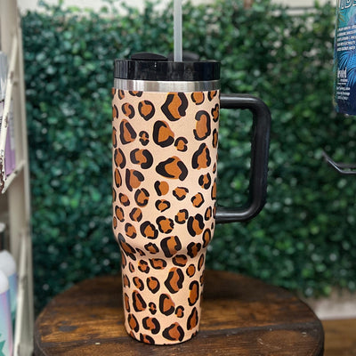 Leopard Print 40oz Tumbler Shabby Chic Boutique and Tanning Salon