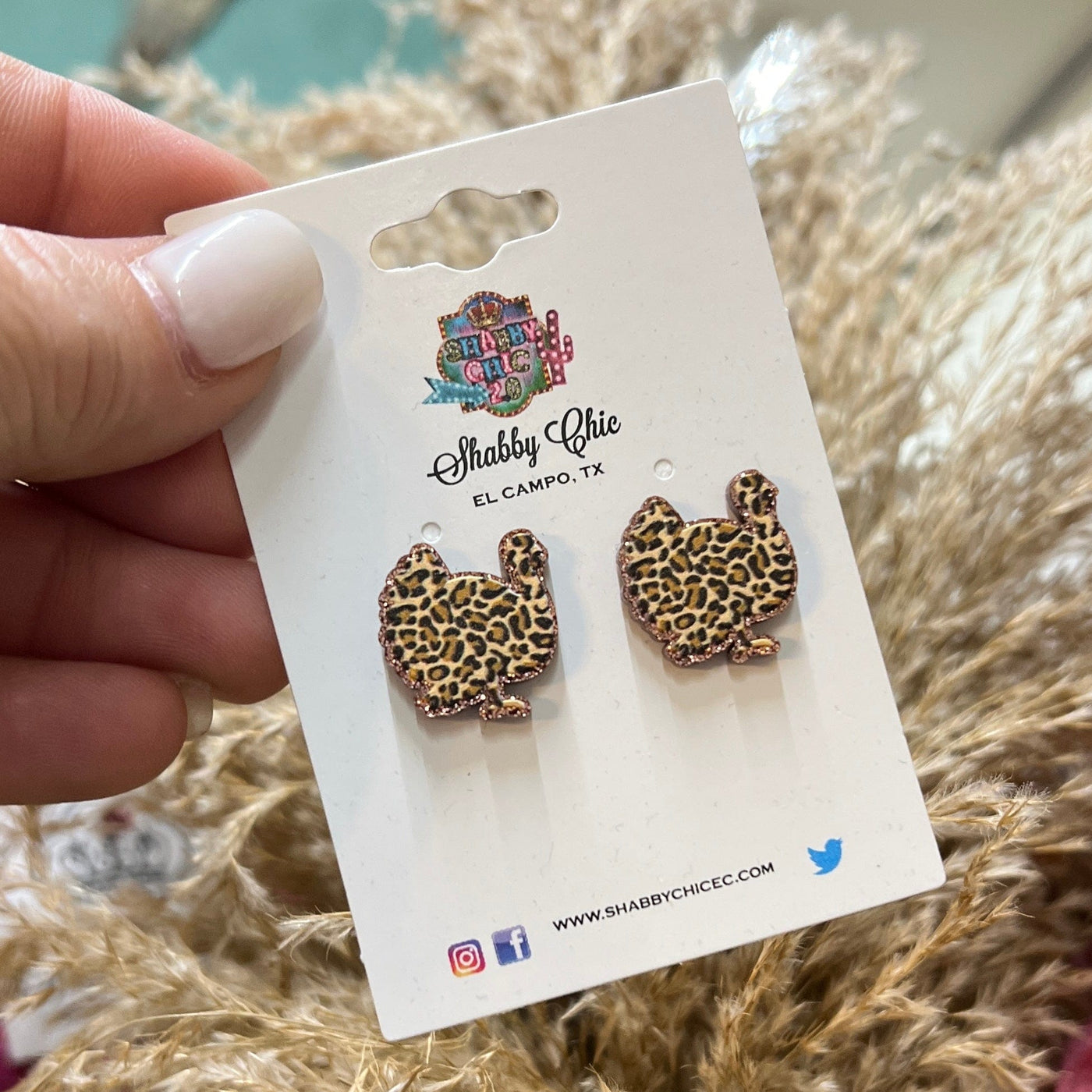 Leopard Turkey Earrings Shabby Chic Boutique and Tanning Salon