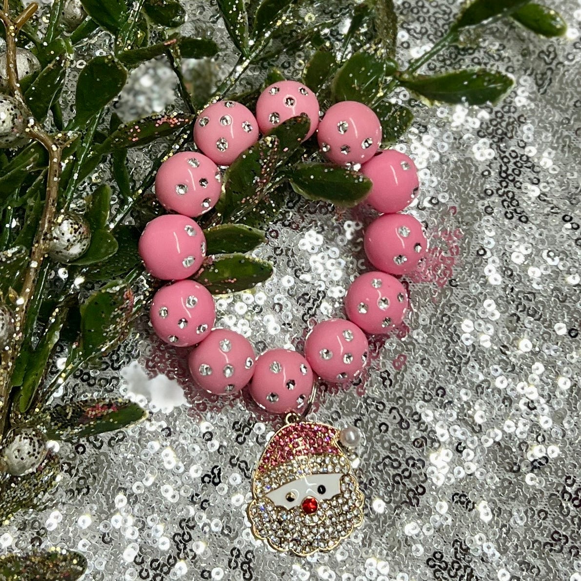 Light Pink Santa Bracelet Shabby Chic Boutique and Tanning Salon
