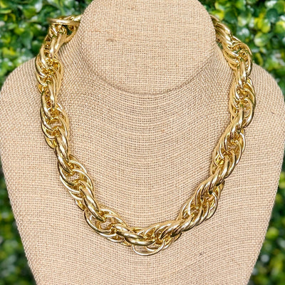 Lightweight Goldtone Rope Necklace Shabby Chic Boutique and Tanning Salon