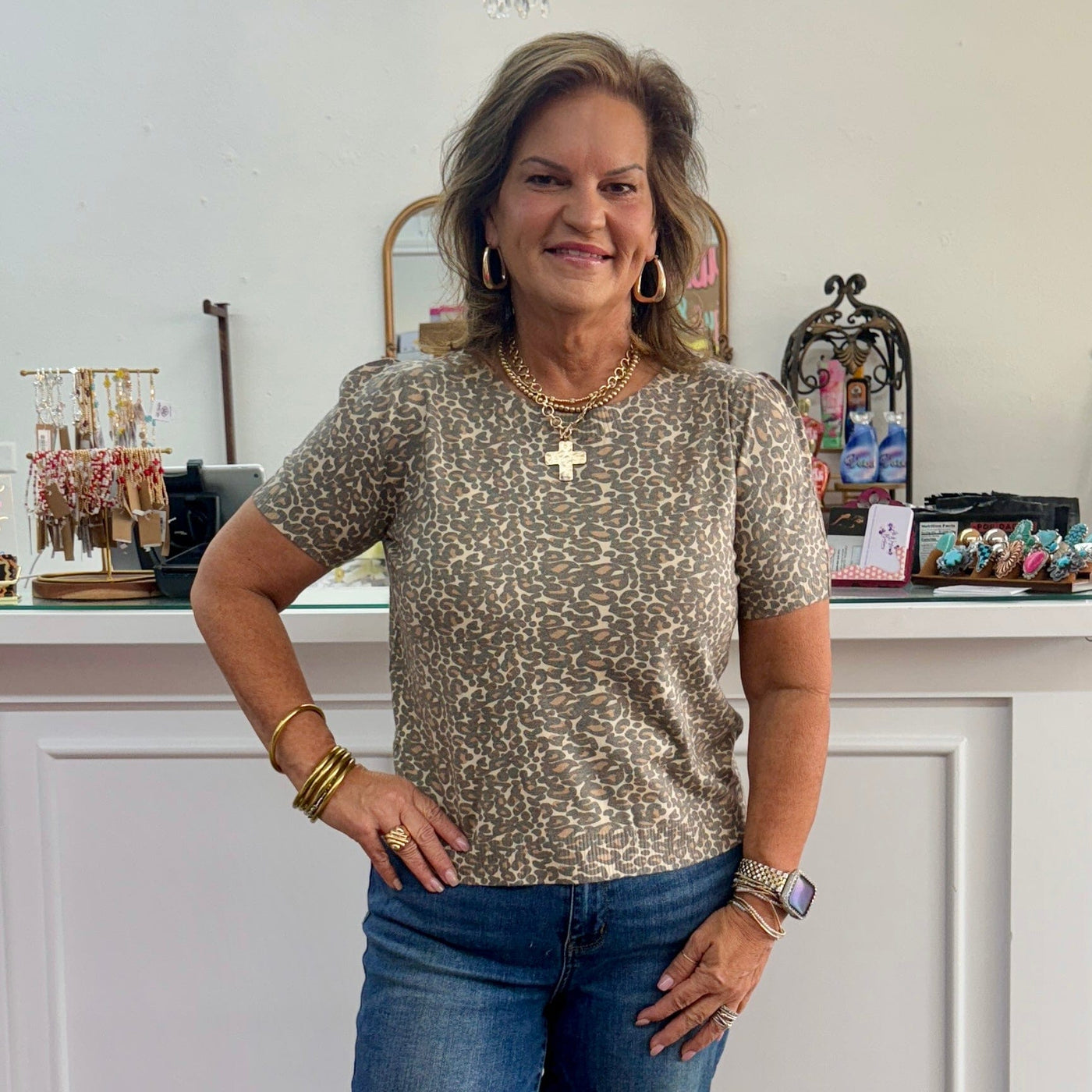 Lightweight Leopard Sweater Shabby Chic Boutique and Tanning Salon