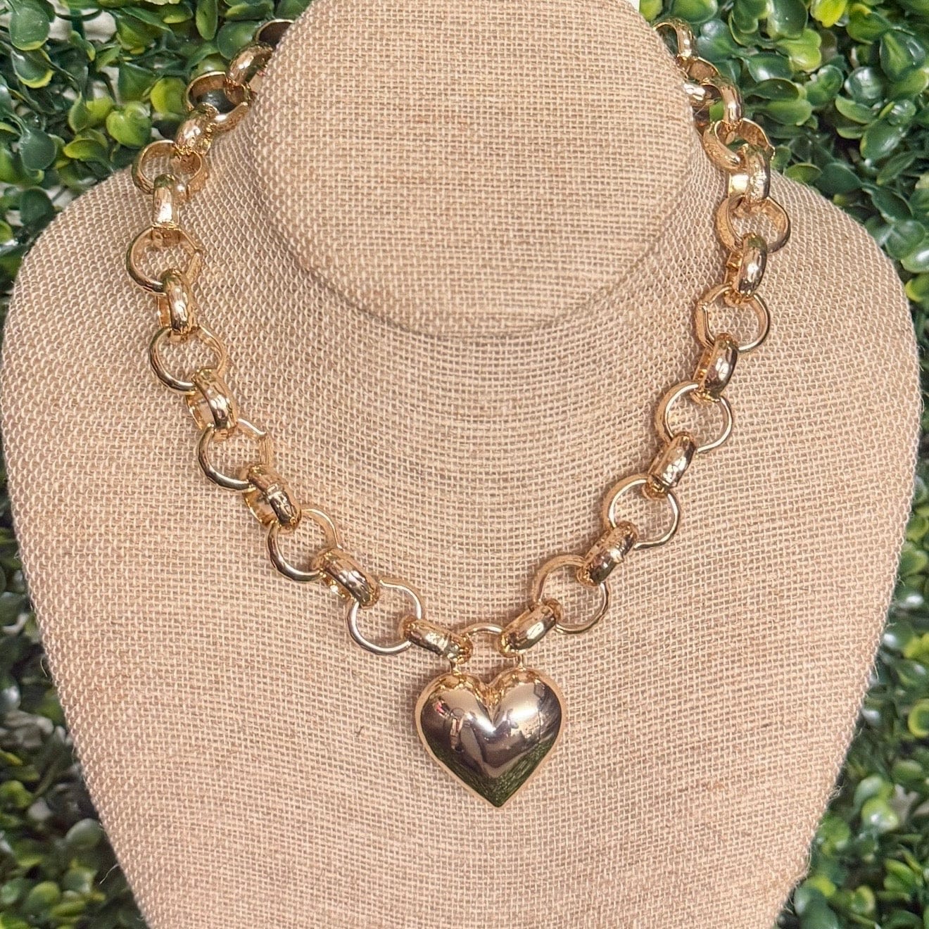 Link Chain with Gold Heart Shabby Chic Boutique and Tanning Salon