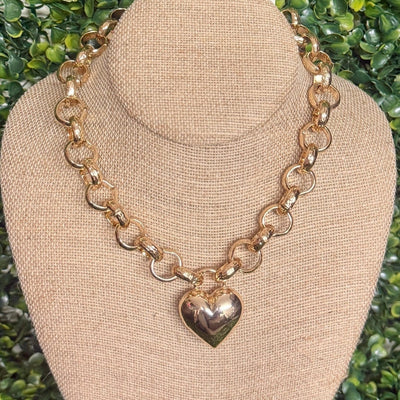 Link Chain with Gold Heart Shabby Chic Boutique and Tanning Salon
