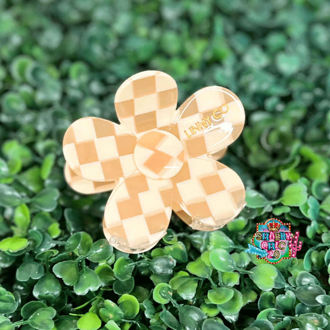 Linny & Co. Hair Claw Clip - Flowers Shabby Chic Boutique and Tanning Salon Checkered
