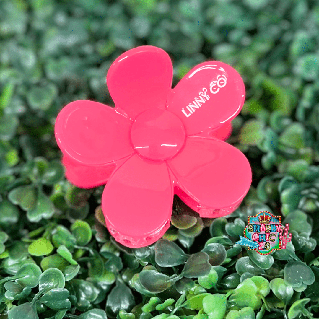 Linny & Co. Hair Claw Clip - Flowers Shabby Chic Boutique and Tanning Salon Hot Pink