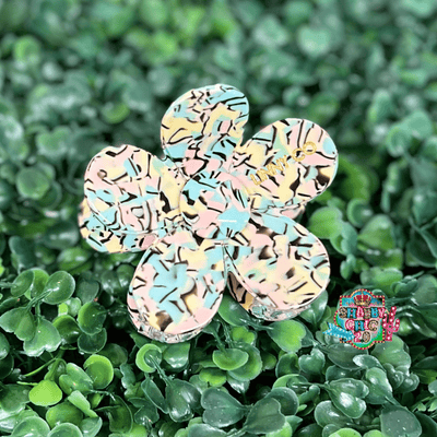 Linny & Co. Hair Claw Clip - Flowers Shabby Chic Boutique and Tanning Salon Pink/Blue/Yellow