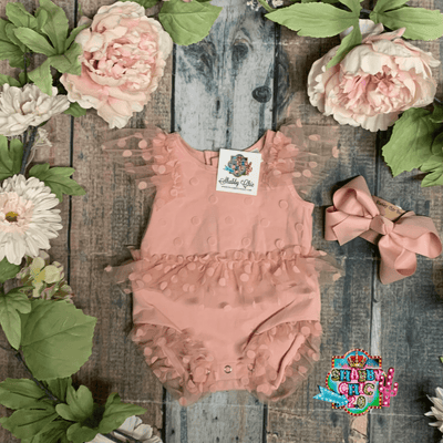 Little Girl's Dusty Rose Onesie Shabby Chic Boutique and Tanning Salon