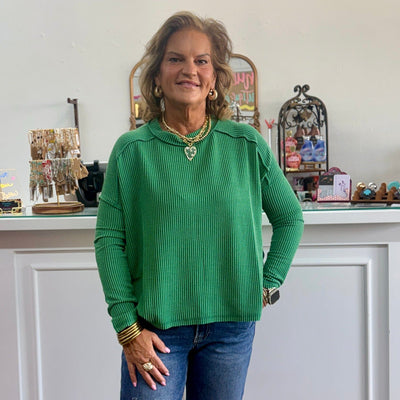 Long Sleeve Timeless Comfort Top - Green Shabby Chic Boutique and Tanning Salon