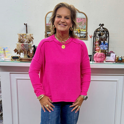 Long Sleeve Timeless Comfort Top - Hot Pink Shabby Chic Boutique and Tanning Salon