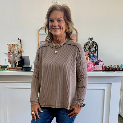 Long Sleeve Timeless Comfort Top - Tan Shabby Chic Boutique and Tanning Salon