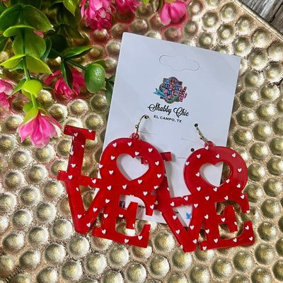LOVE Earrings - Red Shabby Chic Boutique and Tanning Salon