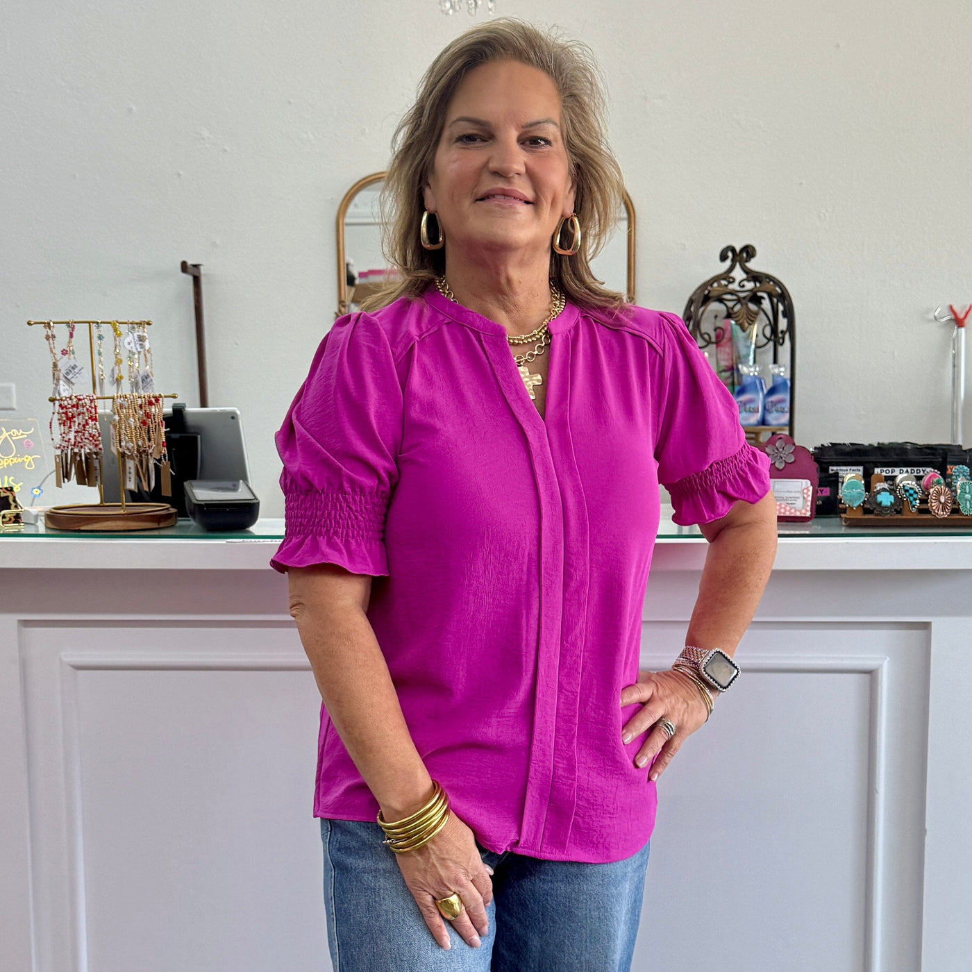 Made to Impress Top - Magenta Shabby Chic Boutique and Tanning Salon