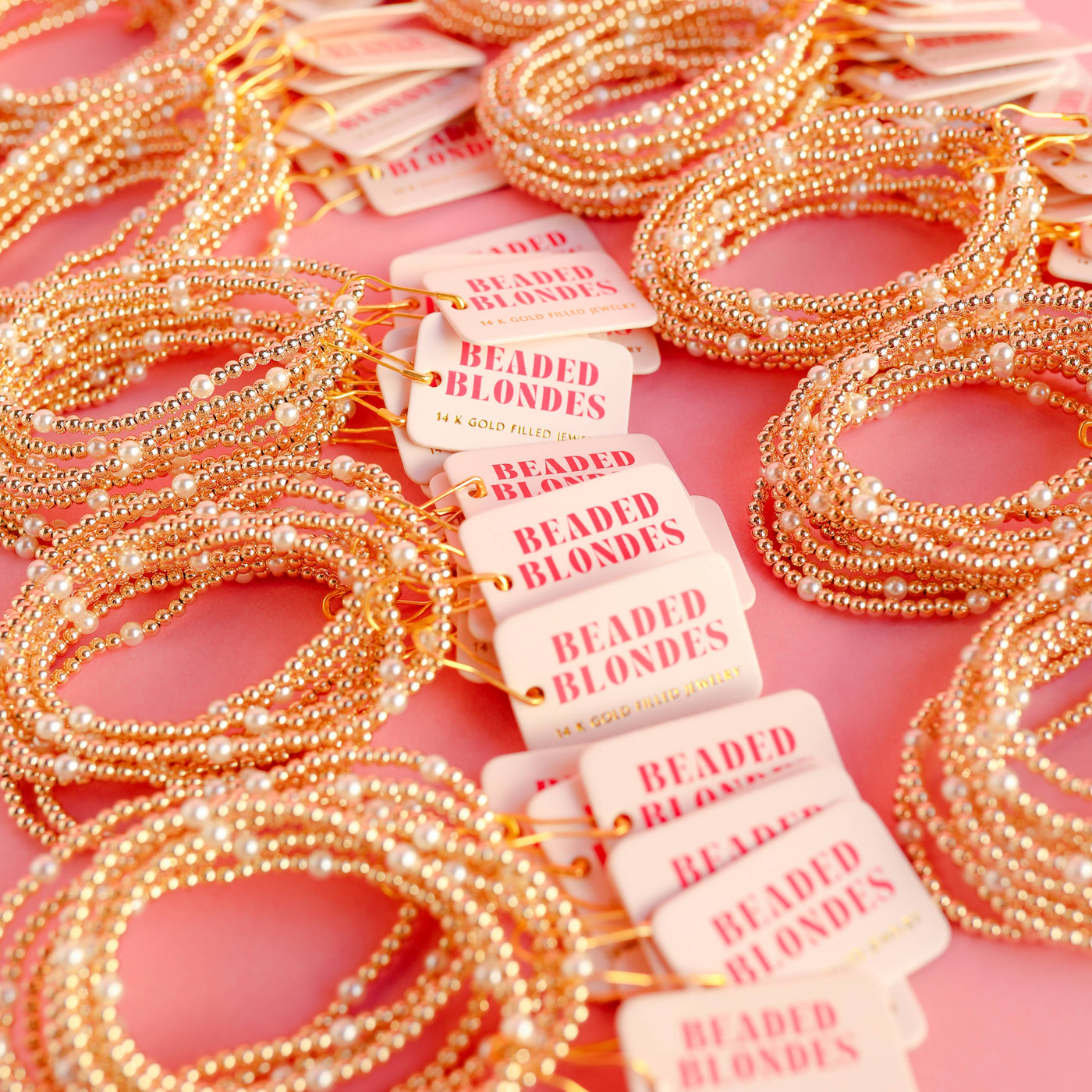 Madi Beaded Bracelet in Gold: Standard 6.75 inch Beaded Blondes