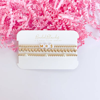 Madi Beaded Bracelet in Gold: Standard 6.75 inch Beaded Blondes