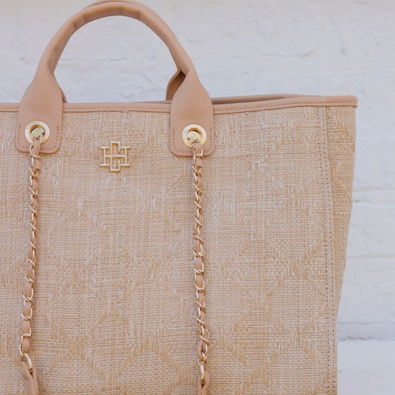 Melissa Tote Bag Natural Lattice Tan Shabby Chic Boutique and Tanning Salon