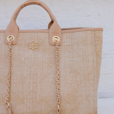 Melissa Tote Bag Natural Lattice Tan Shabby Chic Boutique and Tanning Salon