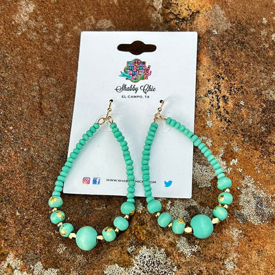 Mint Wooden Beaded Earrings Shabby Chic Boutique and Tanning Salon