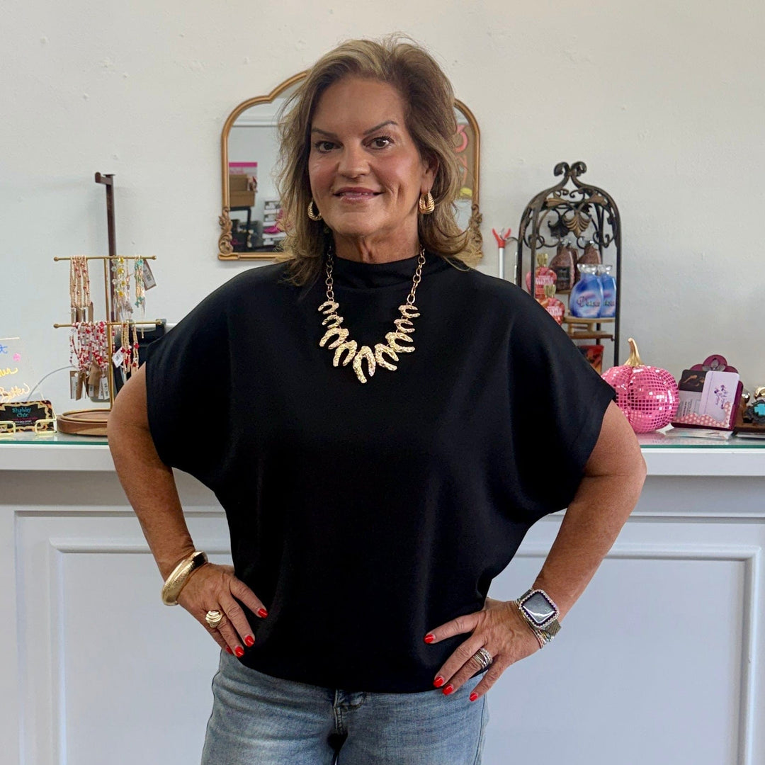 Mock Turtleneck Top Black – Shabby Chic Boutique and Tanning Salon