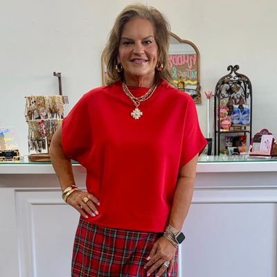 Mock Turtleneck Top - Red Shabby Chic Boutique and Tanning Salon