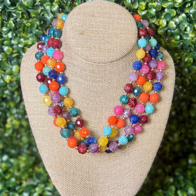 Multi Strand Faux Gemstone Necklace Shabby Chic Boutique and Tanning Salon