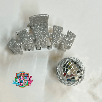 New Year's Teleties Hair Clips Shabby Chic Boutique and Tanning Salon Large Silver