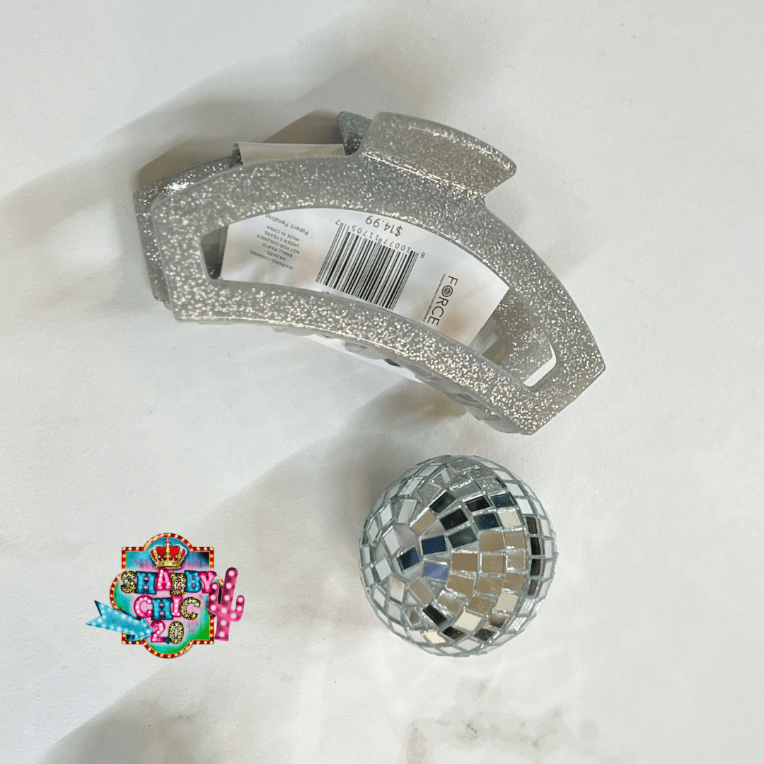 New Year's Teleties Hair Clips Shabby Chic Boutique and Tanning Salon Large Silver Open