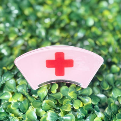 Nurse Theme Hair Clips Shabby Chic Boutique and Tanning Salon Pink Nurse Hat Clip