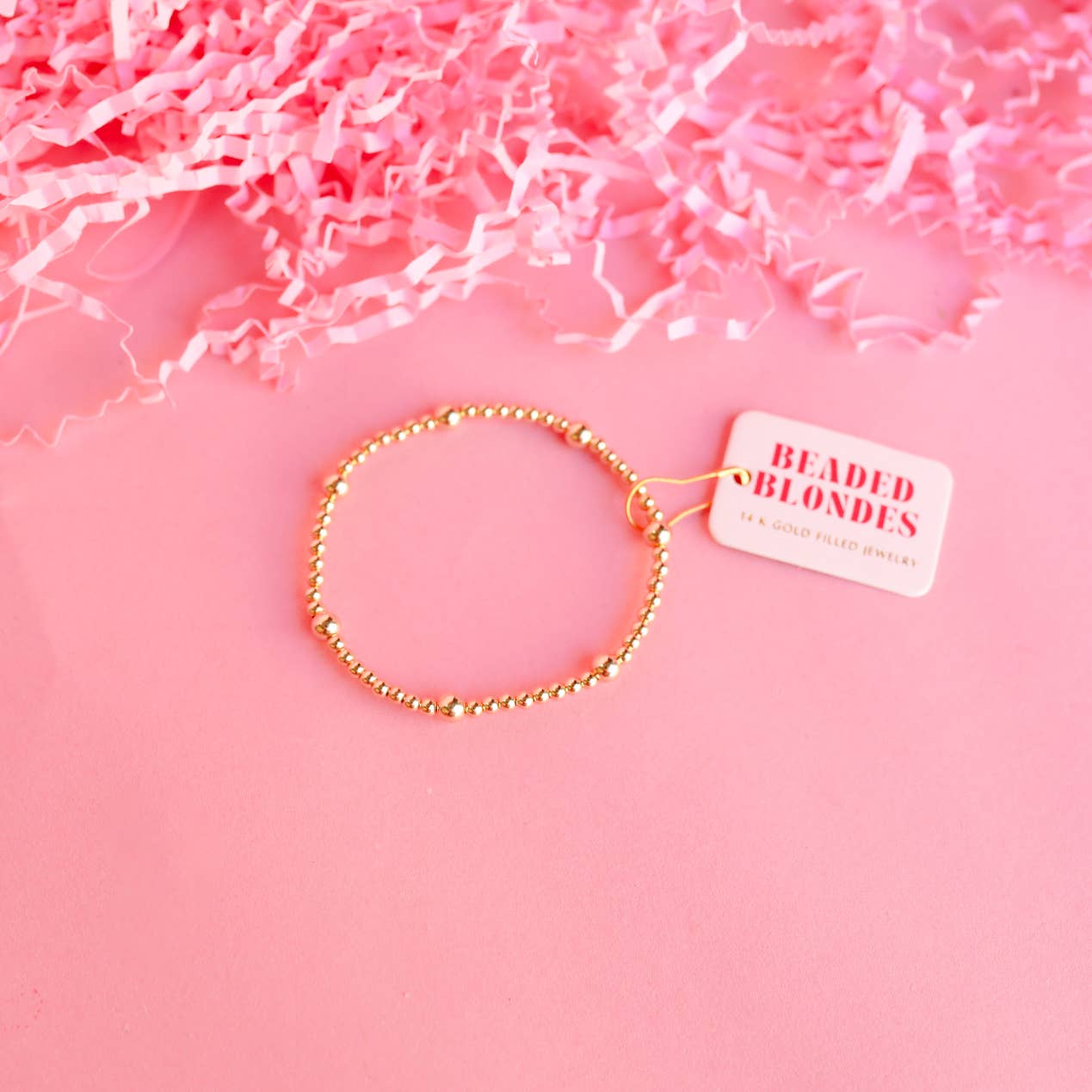 Olive Bracelet in Gold: Extended 7.25 inch Beaded Blondes