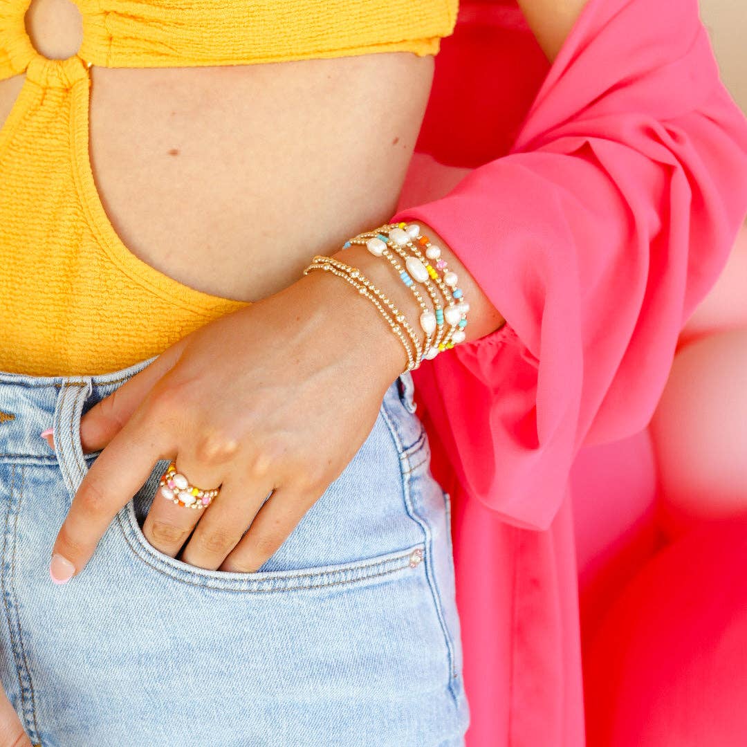 Olive Bracelet in Gold: Extended 7.25 inch Beaded Blondes