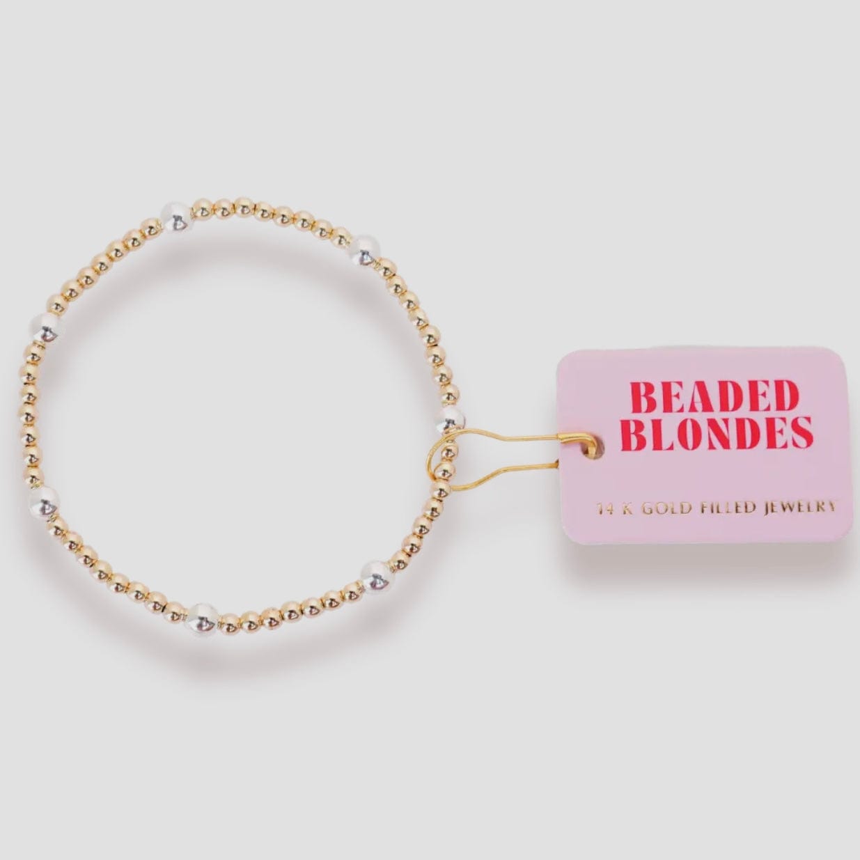 Olive Bracelet in Gold with Silver Beaded Bracelet: Standard 6.75 inch Beaded Blondes