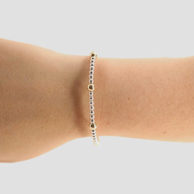 Olive Bracelet in Silver with Gold Beaded Bracelet: Extended 7.25 inch Beaded Blondes