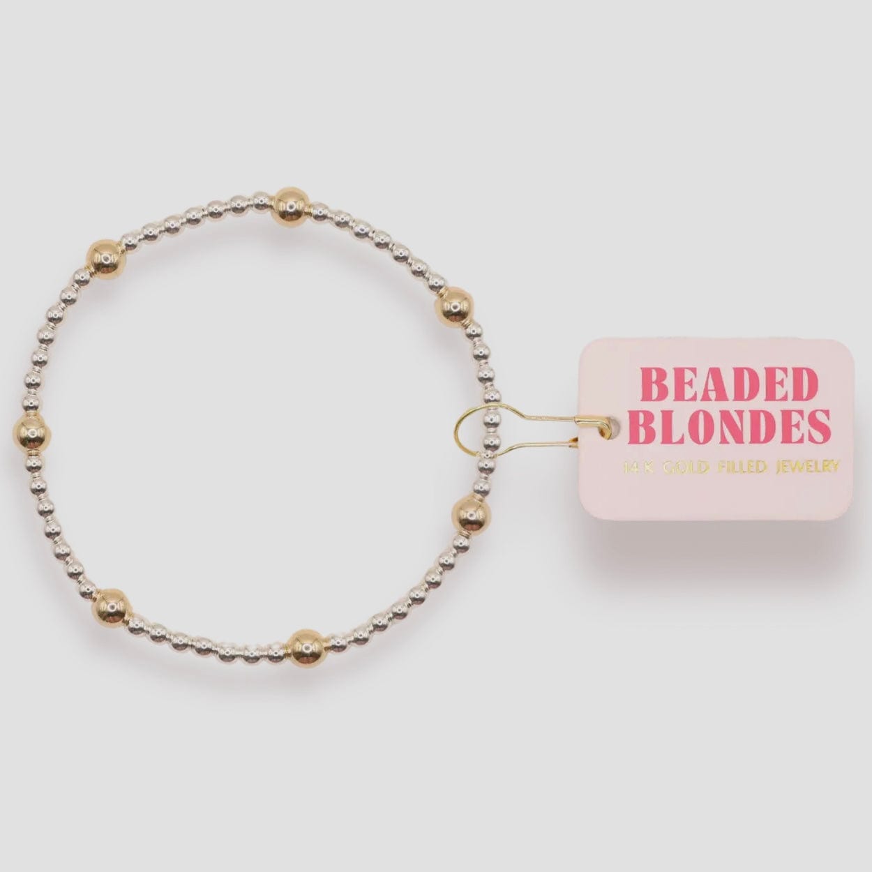 Olive Bracelet in Silver with Gold Beaded Bracelet: Extended 7.25 inch Beaded Blondes