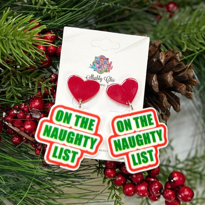 On The Naughty List Earrings Shabby Chic Boutique and Tanning Salon