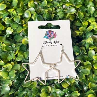 Open Star Earrings Shabby Chic Boutique and Tanning Salon Silvertone