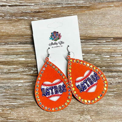 Orange Heart Team Earrings Shabby Chic Boutique and Tanning Salon