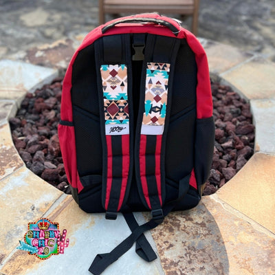 "OX" HOOEY BACKPACK CREAM/TURQUOISE AZTEC PATTERN W/BURGUNDY /BLACK Shabby Chic Boutique and Tanning Salon