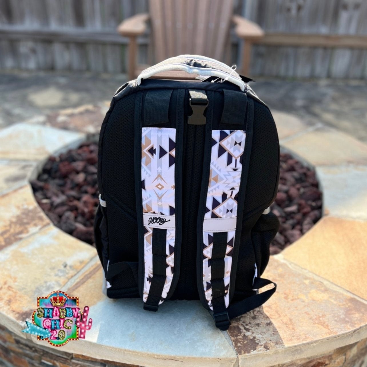 "OX HOOEY BACKPACK WHITE/CREAM AZTEC PATTERN W/BLACK/GREY Shabby Chic Boutique and Tanning Salon