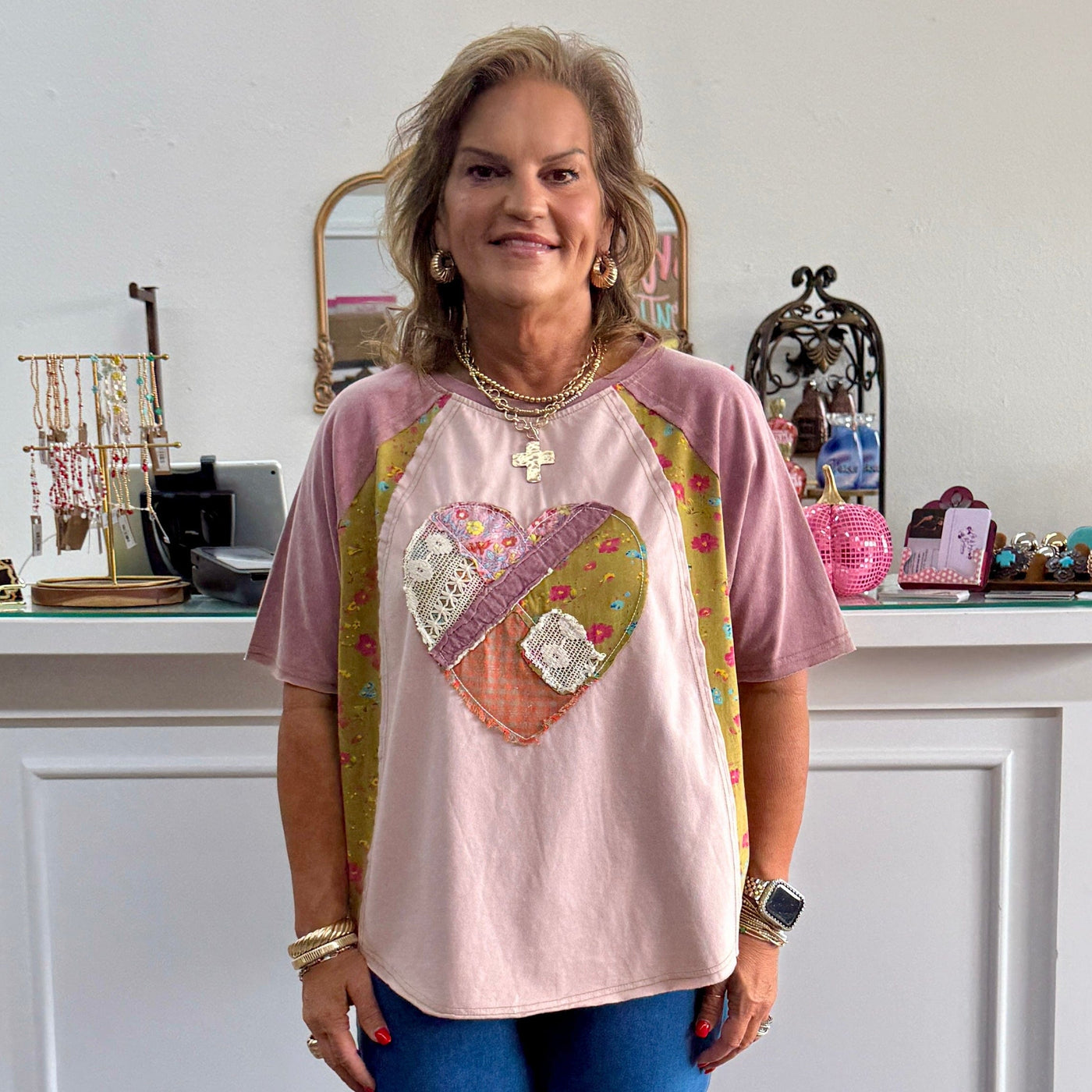 Patchwork Heart Top Shabby Chic Boutique and Tanning Salon