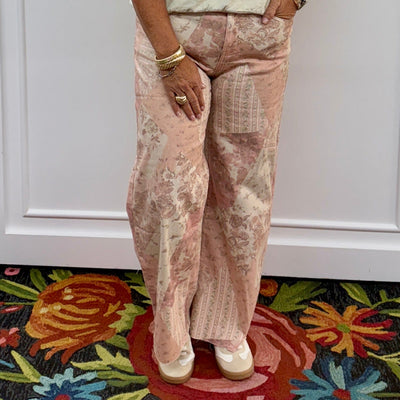 Patchwork Print Jeans Shabby Chic Boutique and Tanning Salon